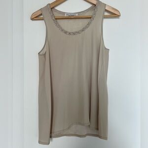 Amina Rubinacci Beige Embellished Neckline Camisole